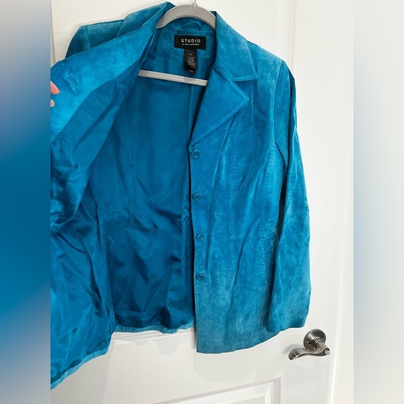 DO NOT BUY Liz Claiborne Women’s Blue Suede Jacket Size Medium - Picture 4 of 12